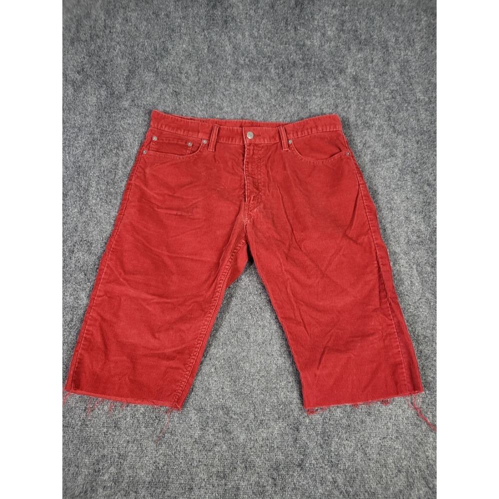 Levis 514 Corduroy Shorts Mens 36 Maroon Red Cut Off Casual Streetwear Everyday